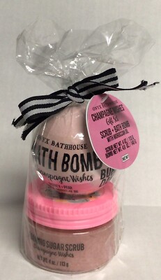 Champagne Wishes Gift Set Bath Bomb & Foaming Body Scrub with Honey Extract