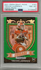 Trevor Lawrence 2021 Panini Prizm DP Crusade Green Prizm Rookie PSA 8