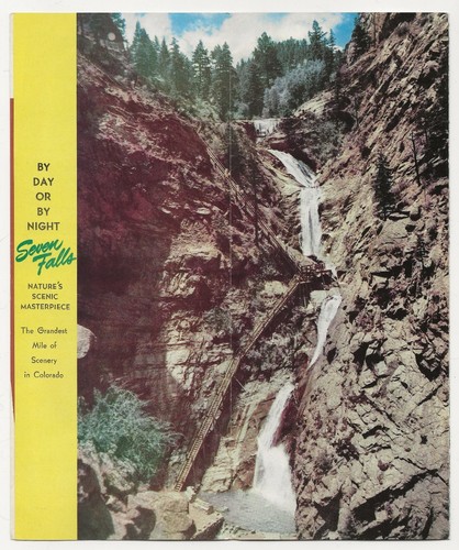 2 Brochure da viaggio vintage anni '50 SETTE CASCATE, PIKES PEAK, COLORADO SPRINGS, CO - Foto 3 di 5