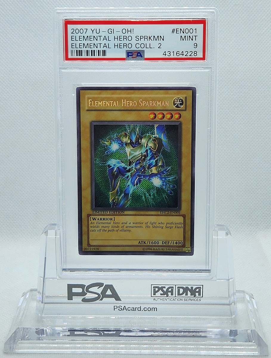 YUGIOH EHC2-EN001 ELEMENTAL HERO SPARKMAN SECRET RARE HOLO PSA 9
