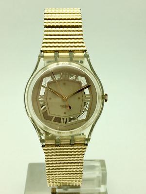 Swatch Swiss Ladies Yellow Gold Tone Stretch Band Watch 6746 | eBay