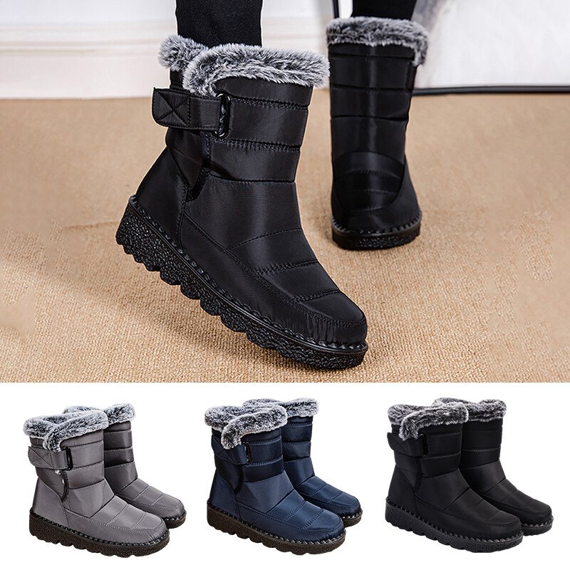 Womens Winter Warm Fur Lined Waterproof Nonslip Ladies Ankle Snow Boots Size eBay