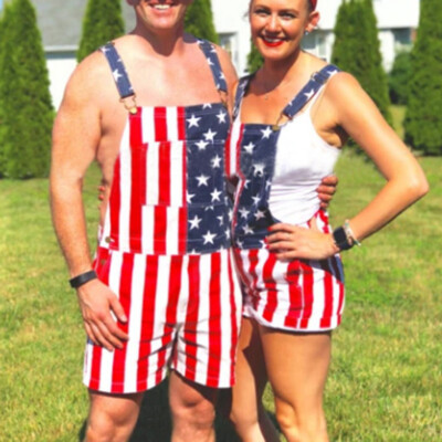 American Flag Overalls Denim Bib Shorts for Men Women Adjustable Strap RompersAU