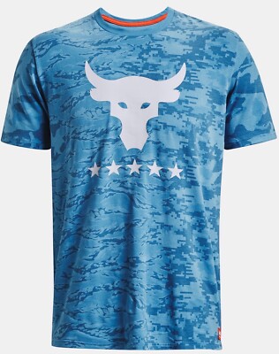 Under Armor Project Rock Veterans Day Camo Tee Shirt Teal Blue 1373584  X-Large