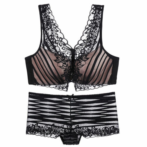 Sexy Front Closure Bra Briefs Lace Gather Lingerie Push Up Bra Sets Underwear Bk - Picture 8 of 17