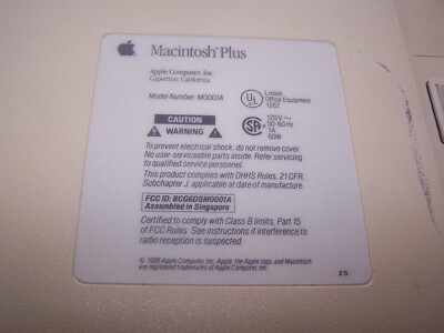 Macintosh Plus Platinum Model M0001A with 2,5MB RAM, 800K Drive | eBay