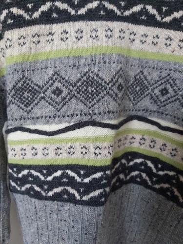 Beautiful Y2k vintage cardigan Casual Look fair island print in wool angora sz M - Picture 5 of 9