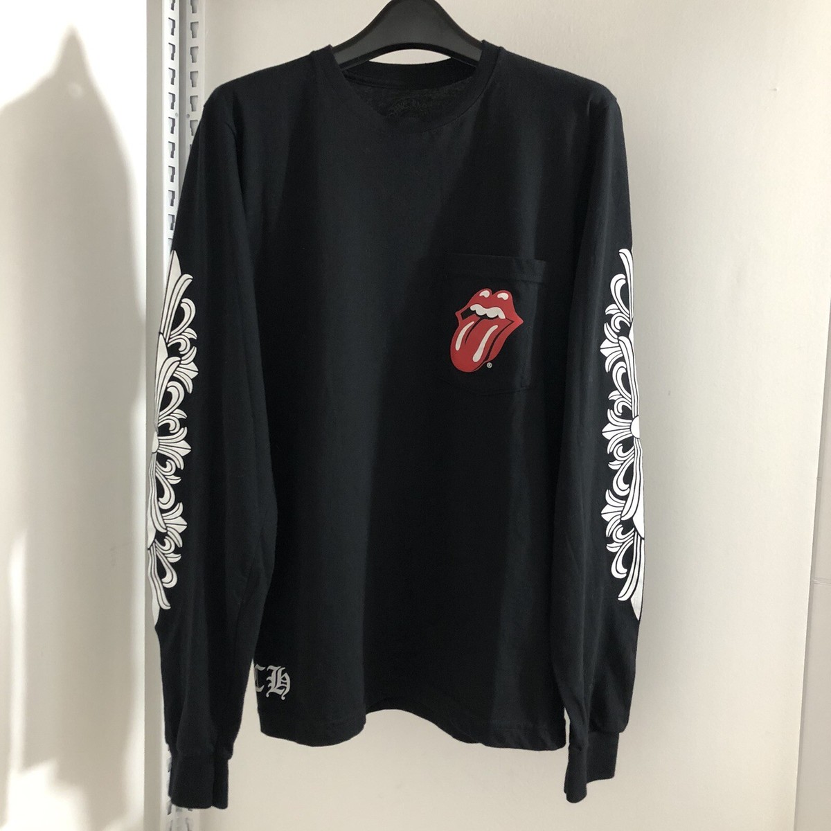 Chrome Hearts Rolling Stones Long Sleeve Pocket Tee Shirt Black