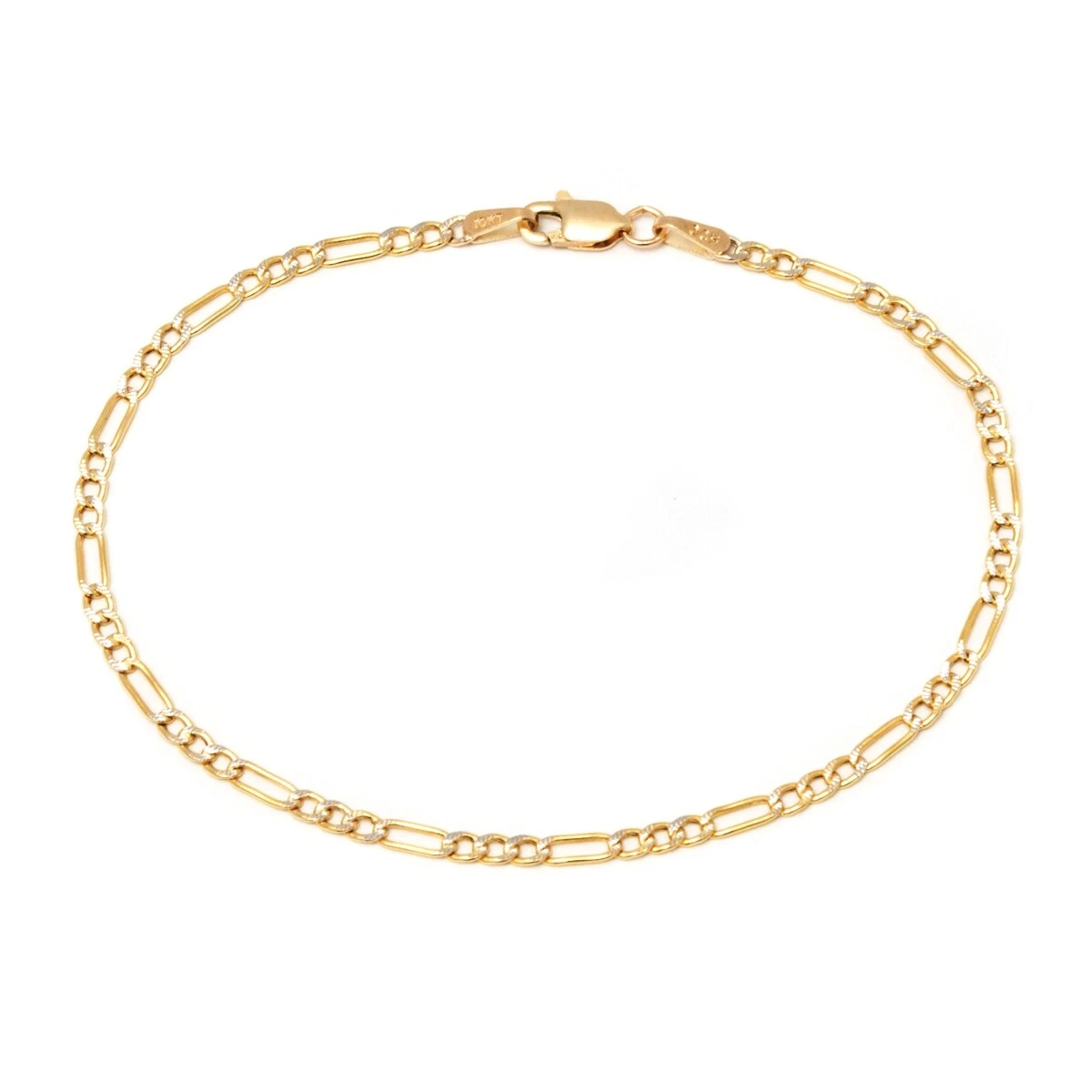 10K Yellow Gold Figaro Link Chain Anklet 3mm Thick 10 inch