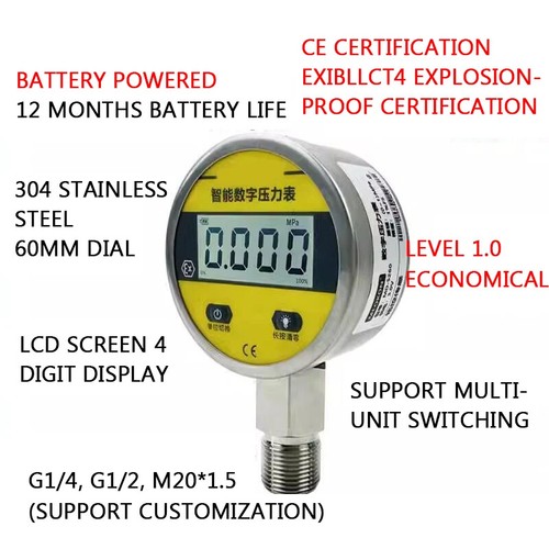 Manometro a batteria digitale elettronico pressione olio, gas e acqua MD-S260 - Foto 1 di 29