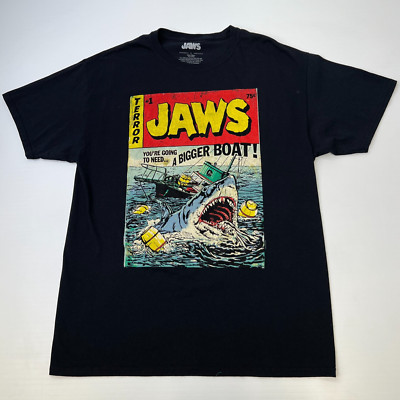 Jaws Shirt Men Large Comic Cover Bigger Boat Shark Terror Retro Party Core Nw