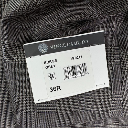 Vince Camuto Mens Slim Fit Stretch Plaid Suit Jacket Blue Gray 36R - Picture 3 of 5