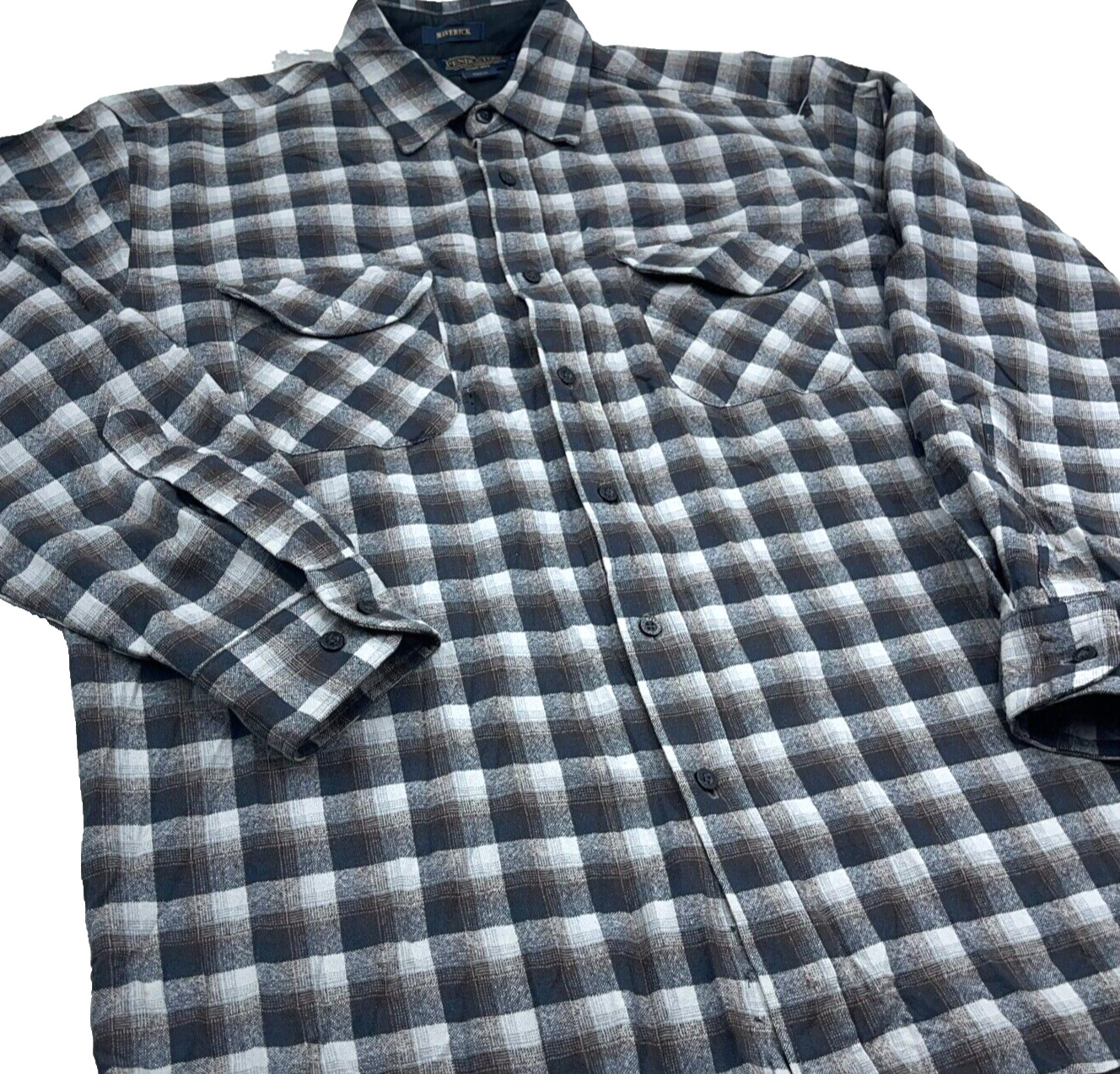 Pendleton Shirt Men Large Gray Plaid Flannel Butt… - image 2