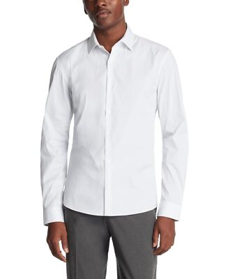 Calvin Klein Men's Dress Shirt Extra Slim Stretch Grey Multi