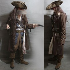 Adult Jack Sparrow Costume Pirates Caribbean Cosplay Outfits Halloween In Stock