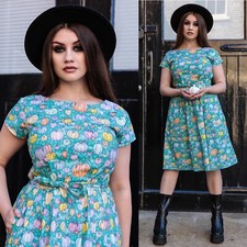 RUN AND FLY Pumpkin Patch Print Cotton Tea Dress with Pockets 8-26 Cute Quirky