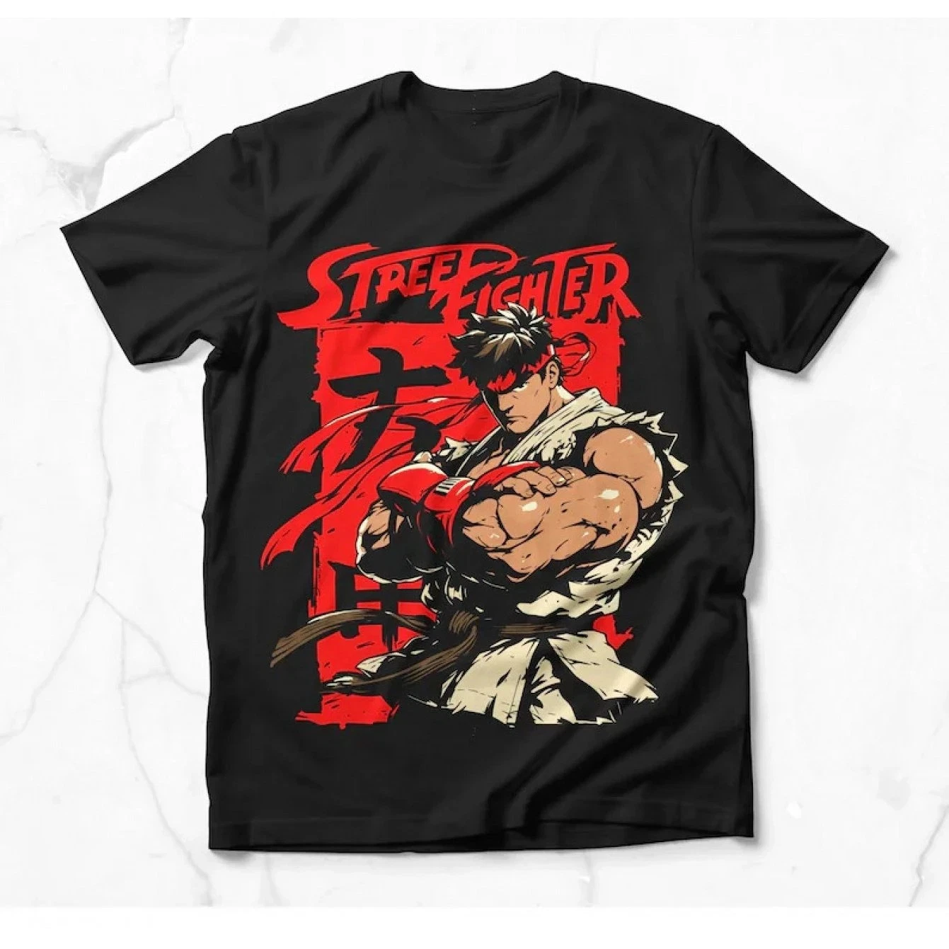 Unisex Japanese Anime Street Fighter Graphic Cotton T-shirt Summer Streetwear