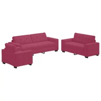 Sofa Set 3-Tlg Samt Wind Rot 221 X 80 X 80 Cm