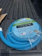 1-1/4" x 27 Ft Above Ground Swimming Pool Vacuum Hose, Swivel Cuff, Cut to Fit