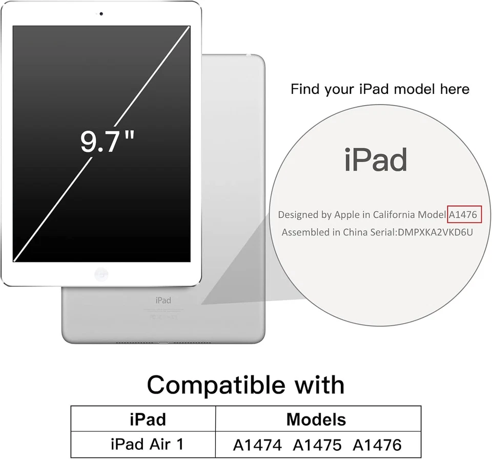 JETech Case for iPad Air 1st Edition (NOT 2/3/4/5), 9.7 Black - Image 2 of 4