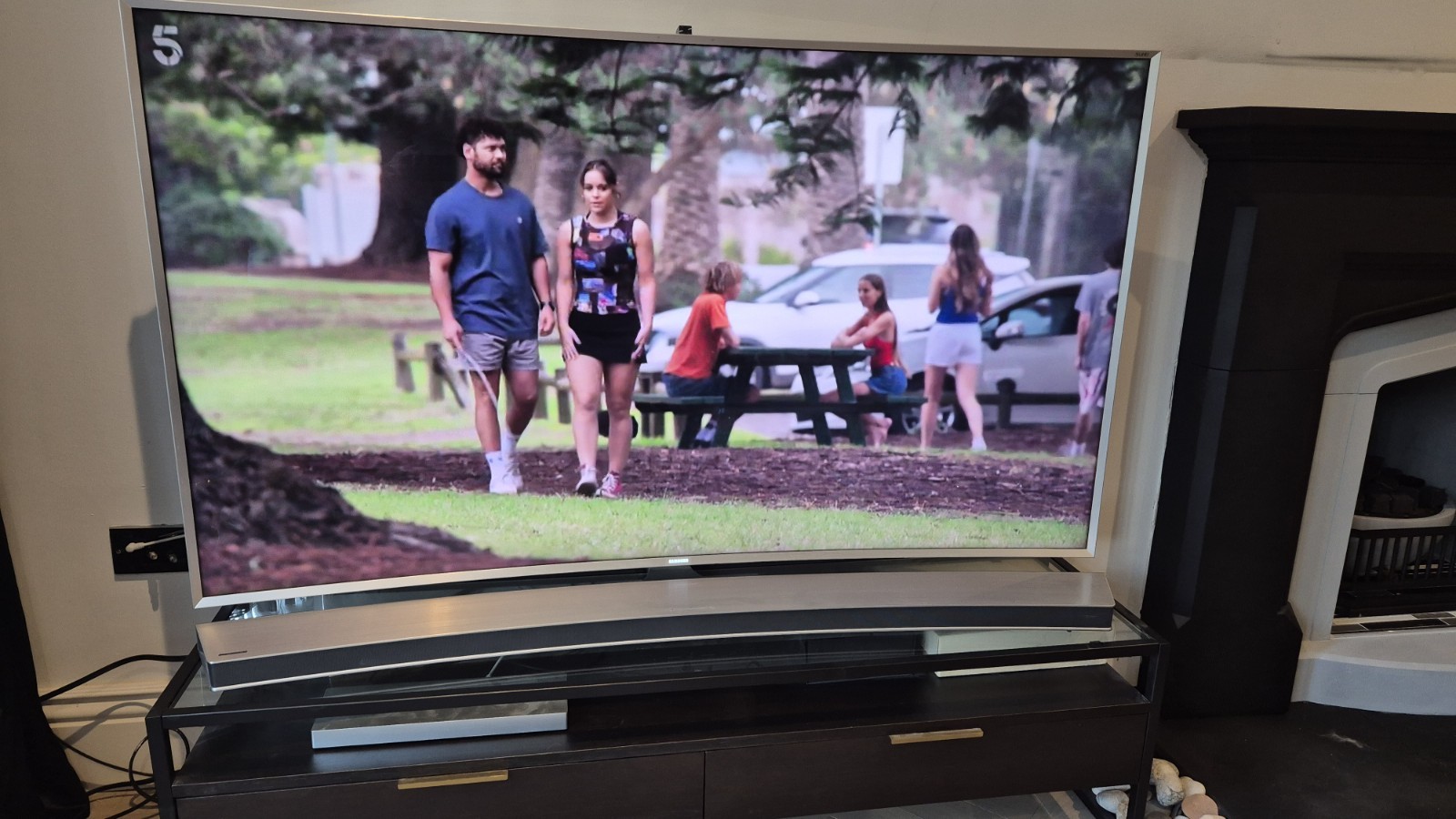 Samsung - 65-inch Curved Smart TV , matching Samsung Sound Bar & Sub Woofer