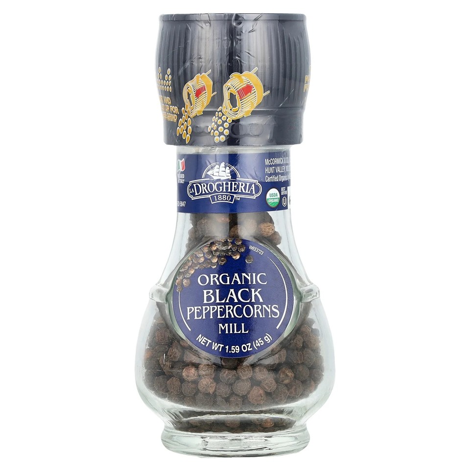 Organic Black Peppercorns Mill, 1.59 oz (45 g)
