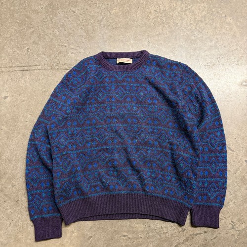 Saint James, Vintage Loafers by Reed St James Sweater Mens XL Purple Blue Geometric Knit 90s