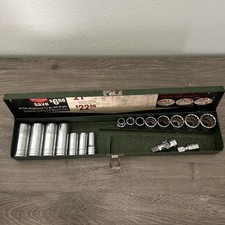 Vintage Sk Tools 17 Piece 38 Drive Socket Set 4521 W Metal Box - Incomplete