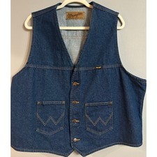 90s Vintage Wrangler Denim Vest XXL Western Rodeo Americana Grunge Y2K