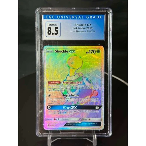 Pokemon Shuckle GX 215/214 Lost Thunder Secret Rare CGC 8.5 NM/Mint Rainbow Holo