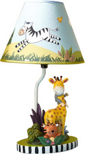 Sunny Safari Kids Table Lamp with Sculpted Base  Printed Lampshade, Multi
