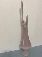 Vintage 1961 L.E Smith Lilac Pedestal Swung Vase 21” MCM Rare Art Glass