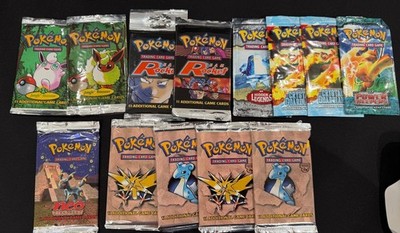 Vintage Pokémon Cards Opened Booster Pack Lot. 13 Packs And Some