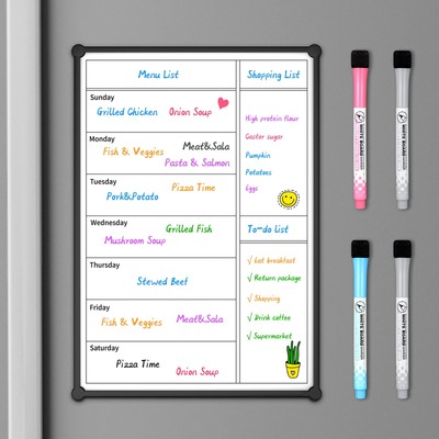 Magnetic Weekly Calendar for Fridge,12×8  , Doubleside, Grocery List, Kitchen...