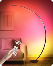 Dimmable RGBW Arc Floor Lamp with Remote, 75  Color Changing LED Light