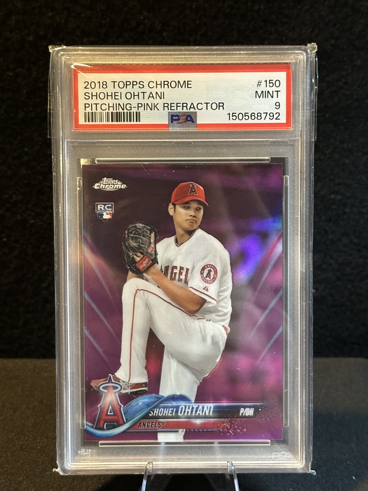 2018 Shohei Ohtani Topps Chrome Pink Refractor Rookie Card #150 PSA 9