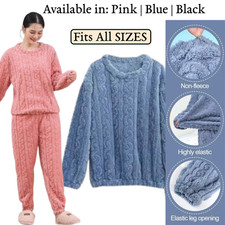 Women Pyjama Set Ladies Soft Thermal Winter PJs Sleepwear Lounge Nightwear Set