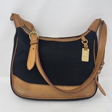 VTG Dooney & Bourke black canvas with tan leather