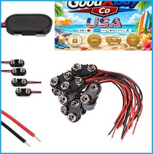 9V Battery Clip Connector I-Type Buckle Plastic Shell 15cm Lead Wire Pack of 10