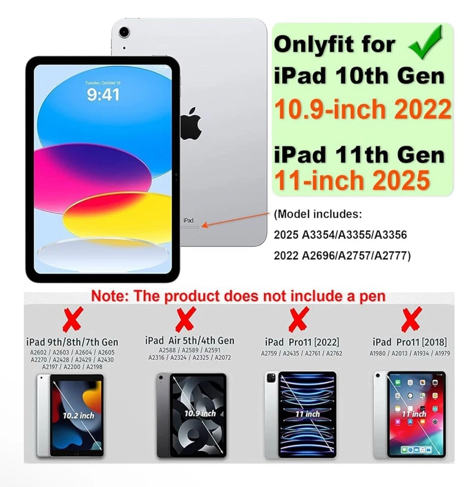 Funda de transporte para iPad: para iPad 10 y 11 GEN: roja y negra, con soporte y correa Foto 3 de 4