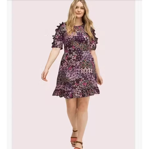 Abito donna Kate Spade Pacific Petals smocked floreale taglia 12