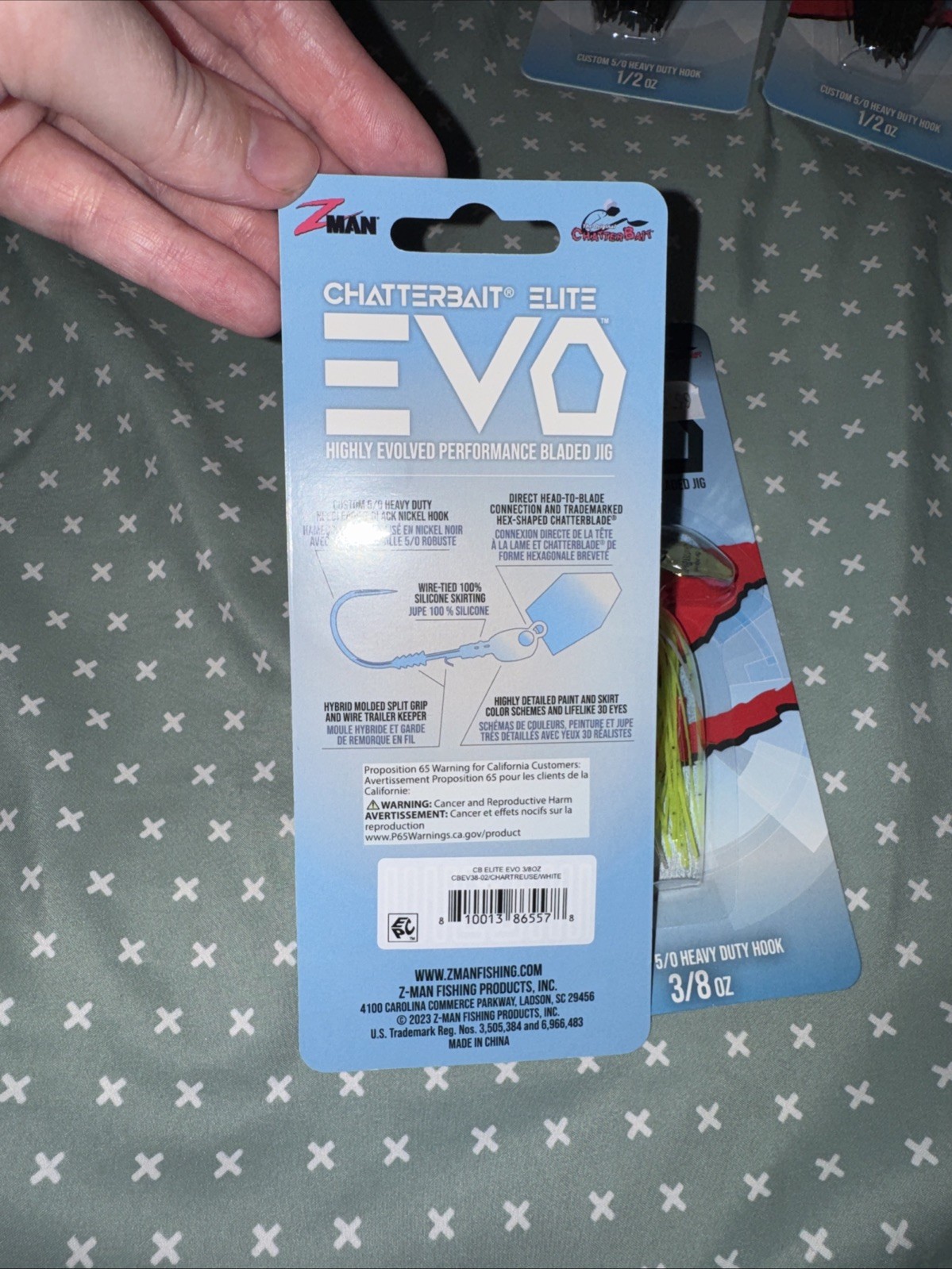 Z-Man Chatterbait Elite 3/8oz Bladed Jig Chartreuse/White 2 Pack - Image 2