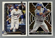 2- 2025 Topps Update Dalton Rushing: Black Gold #BG-4, Base Rookie RC Dodgers