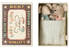 NEW Maileg Baby Twins Mice Matchbox Miniature Mouse Dollhouse Dolls Toy Toys