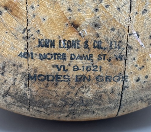 Antique Hat Block Hat Mold John Leone & Co LTD Primitive Hat Making Tool Stamped - Picture 5 of 14