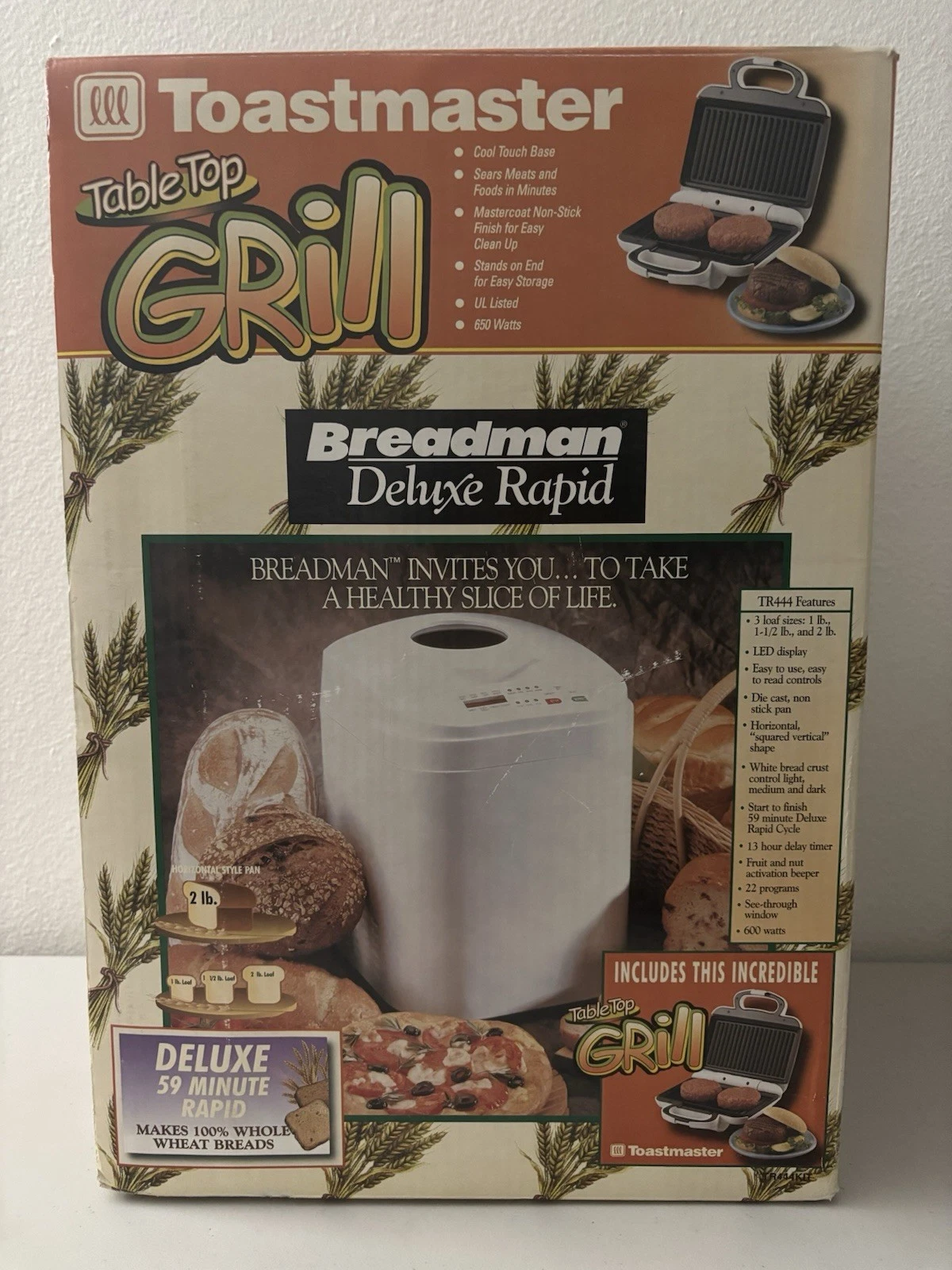 BREADMAN TR444KIT Deluxe Rapid Automatic Breadmaker + Toastmaster Grill Combo