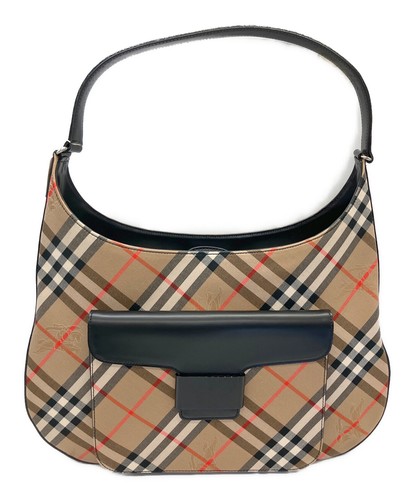 Burberry's Semi-Shoulder Bag Shadow Horse Beige Black Women Used Authentic