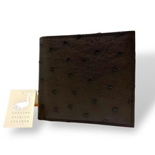 Unused level ostrich bifold wallet compact wallet brown