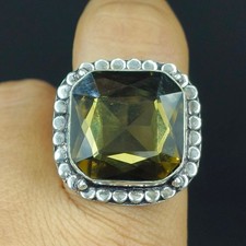 Natural Smoky Quartz Gemstone 925 Sterling Silver Handmade Ring Size-11 US