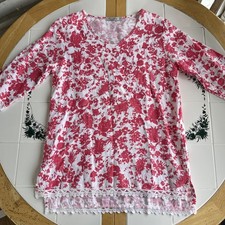 Elena Baldi Linen Top M Women  s Blouse Made In Italy Floral Spring Lace Frilly